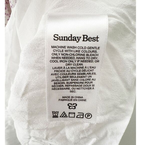 Aritzia Sunday Best Mini Dress Medium Countess Floral Ruffle Trim - Picture 9 of 11